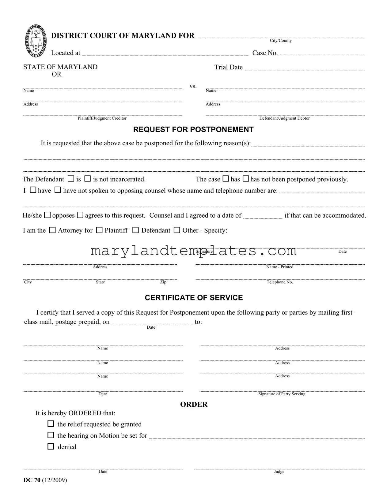 Printable Maryland Dc 70 Template