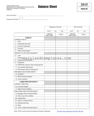 Printable 4A Maryland Template