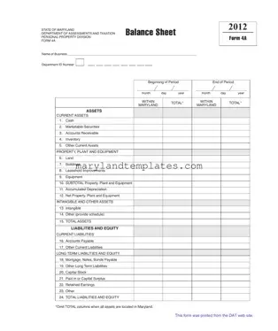 Printable Maryland 4A Template