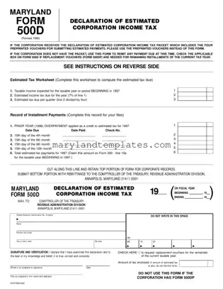 Printable Maryland 500D Template
