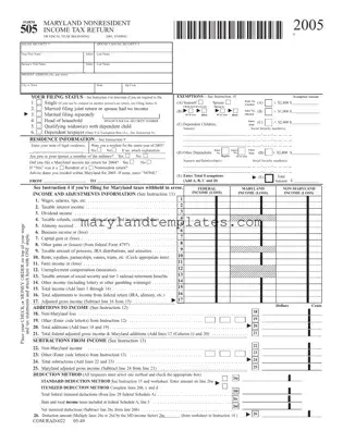 Printable Maryland 505 Template