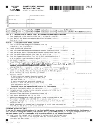 Printable Maryland 505Nr Template