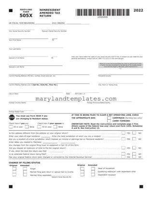 Printable Maryland 505X Template