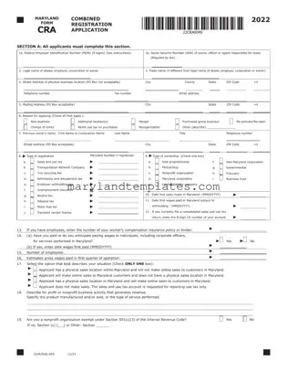 Printable Maryland Cra Template