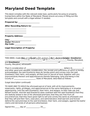 Fillable Maryland Deed Template