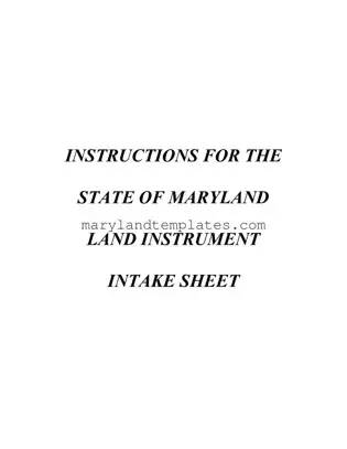 Printable Maryland Intake Sheet Template