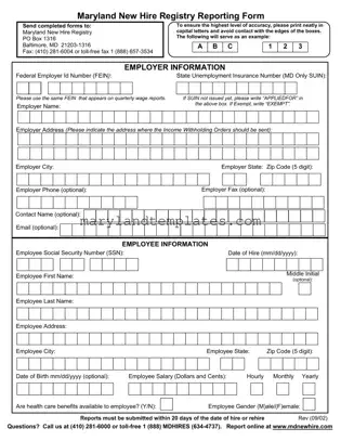 Printable Maryland New Hire Template