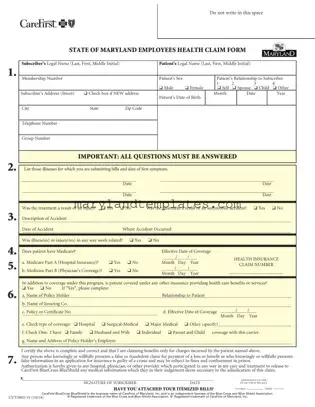 Printable Maryland State Claim Template
