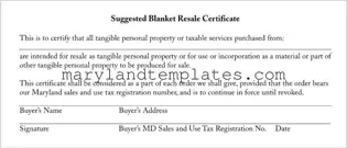 Printable Resale Certificate Maryland Template