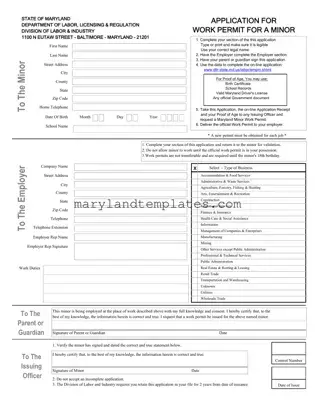 Printable Workers Permit Maryland Template